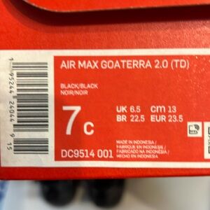 Air Max Goaterra Toddler Boots Sz 7C Black